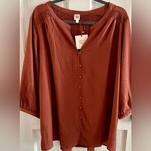 AUTRES FILLES NWT Orange 3/4 Sleeve Blouse, Size 2X